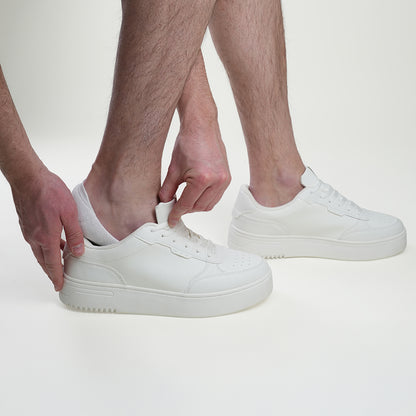 Beqem Füßling-Socken aus ägyptischer Baumwolle – weiß, unsichtbar & rutschfest. Perfekte Passform für Sneaker & Alltag.