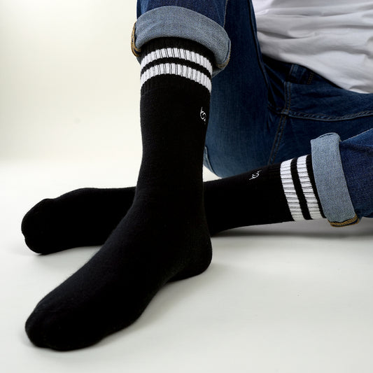 Herren Komfortsocken mit Streifen, voll gepolstert