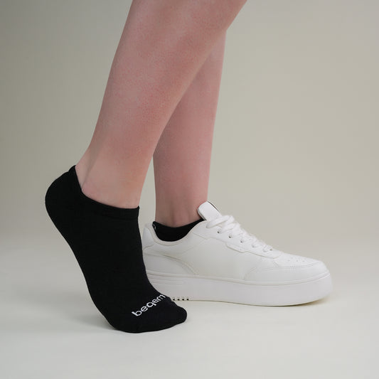 Beqem Sneaker-Socken aus ägyptischer Baumwolle – schwarz, ultraweich & atmungsaktiv, perfekter Sitz für ganztägigen Komfort.