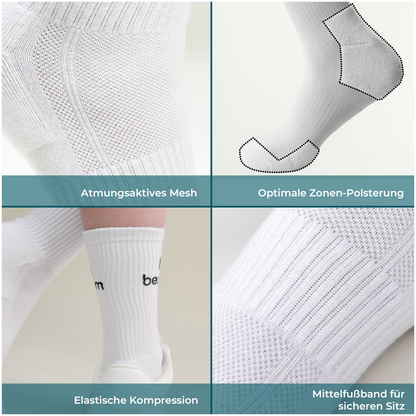 Hohe Damen-Sportsocken, stoßdämpfend gepolstert, 2 Paar